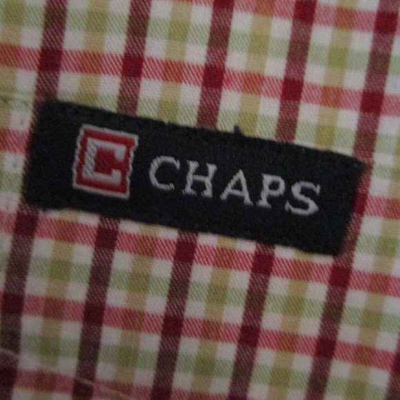 Chaps Long Sleeve Oxford Shirt sz L Red Plaid Button Down - Picture 1 of 10